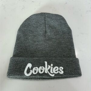 Heather grey Cookies beanie with white embroidery lettering